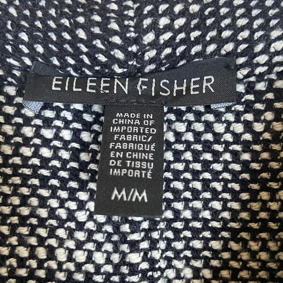 Eileen Fisher Organic Cotton Tweed Knit Vest Cardigan Size M Black Pockets - Picture 9 of 11